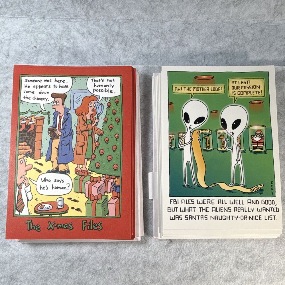 Vintage 1990’s Shoebox Christmas Greeting Cards 15 of X-Files & 9 of The Grays